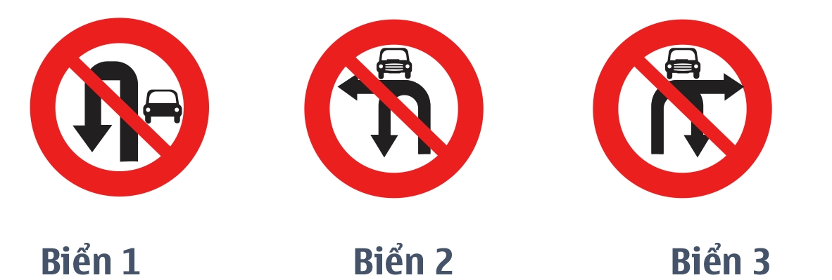 Biển nào dưới đây cấm xe ô tô rẽ trái và quay đầu?