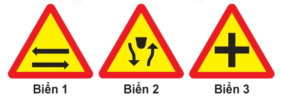 Biển nào báo hiệu “Giao nhau với đường hai chiều”?